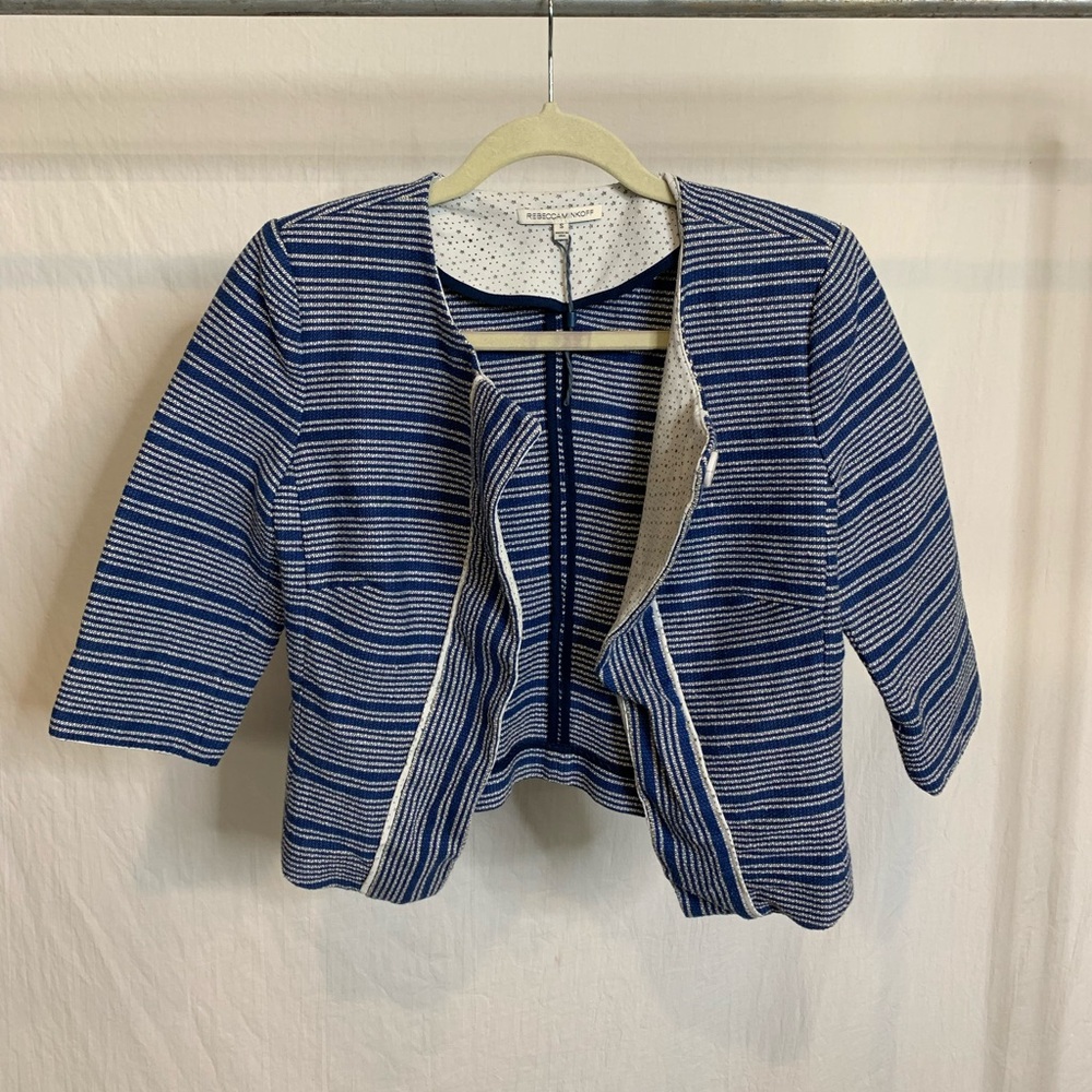 Rebecca Minkoff Blue Striped Women's Jacket size small excellent condition